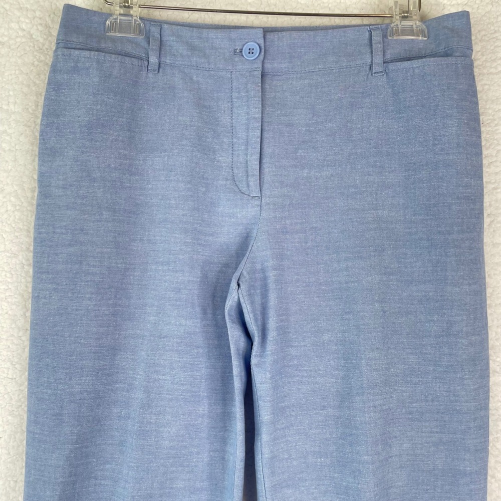 Talbots Perfect Crop Pant Womens 6 Light Blue Cotton Chambray Straight Leg Crop